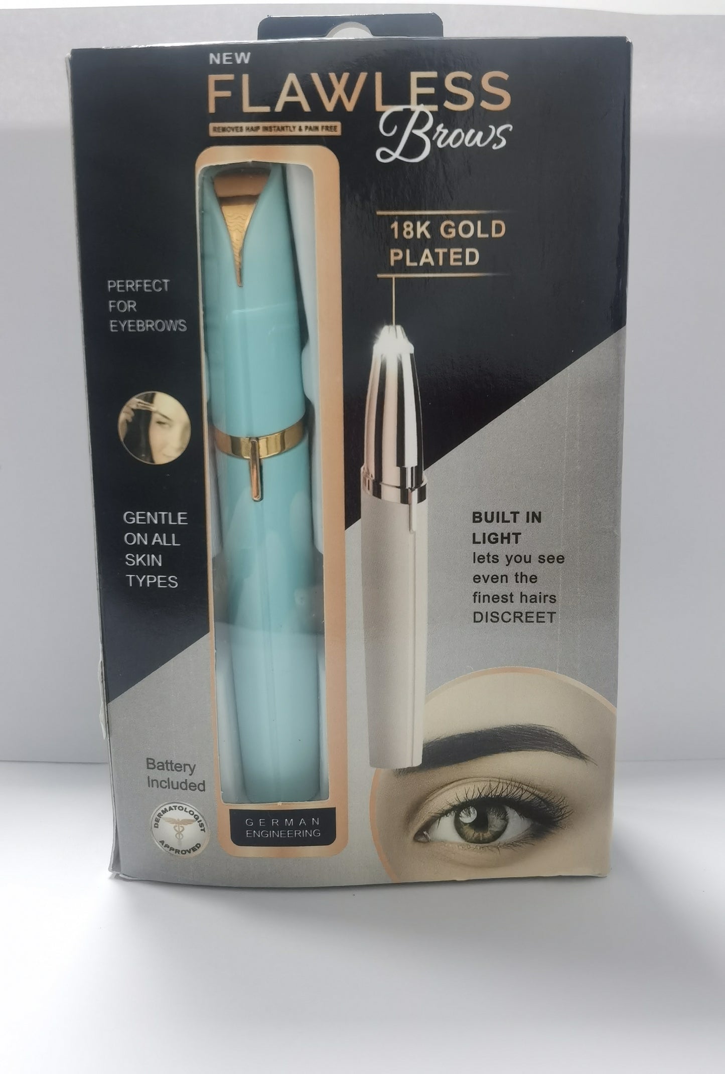 Mini Electric Eyebrow Trimmer Lipstick Brows Pen Hair Remover Painless Razor Epilator with LED Light