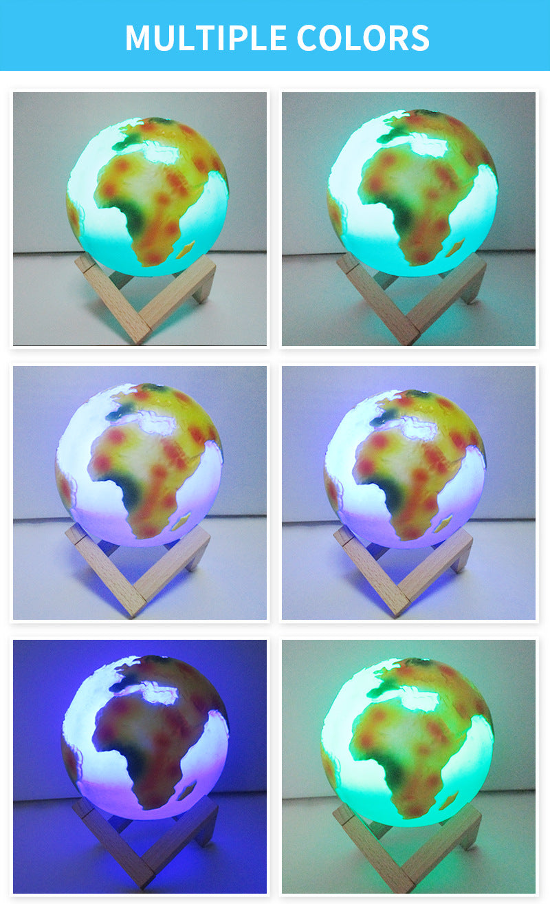 Trending Creative Remote Control Small Night Lamp Painted Globe Lamp LED Bedside Table Lamp
